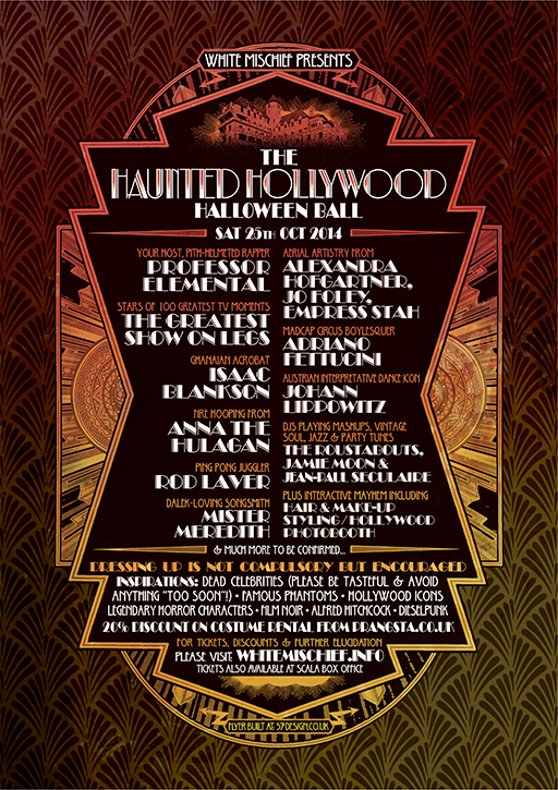 Back of flyer for White Mischief